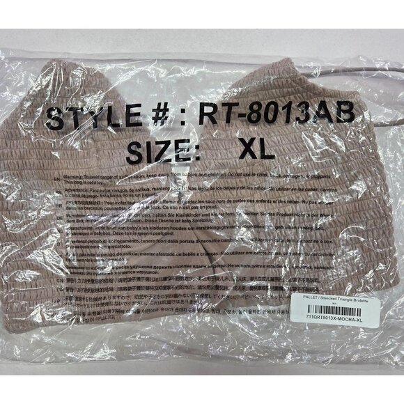 Zenana Smocked Bralette Top Spaghetti Straps Stretchy  Mocha/Taupe Women XL New - Picture 8 of 8